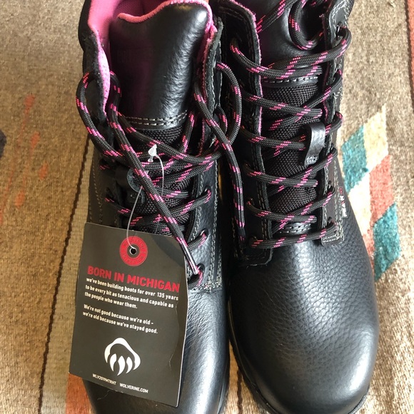 NWT Wolverines Womens Size 8.5 Work Boot Black Leather - Picture 5 of 8